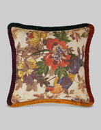 FLORAL PRINT CUSHION WITH FRINGE
