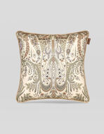 SATEEN CUSHION WITH LEAFY PAISLEY DECORATIONS