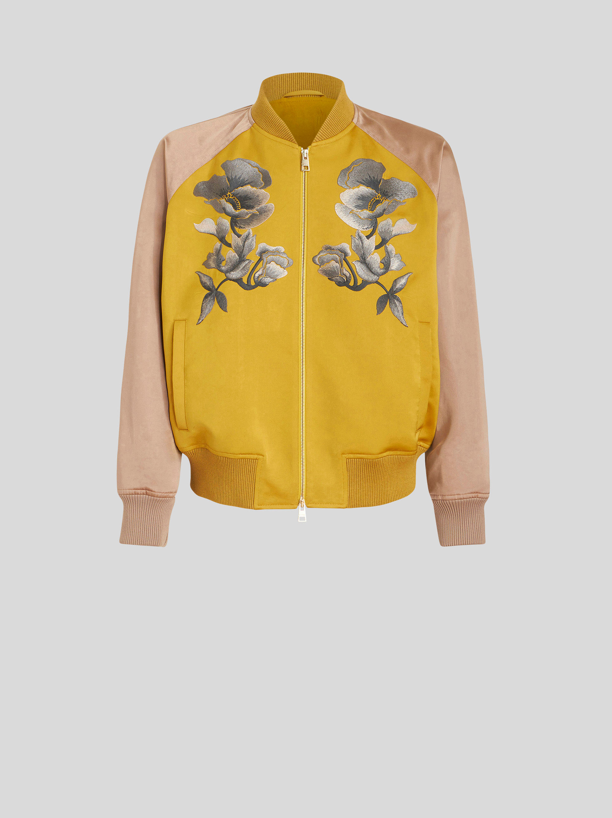BOMBER JACKET WITH EMBROIDERED ORIENTAL FLOWERS | COATS AND