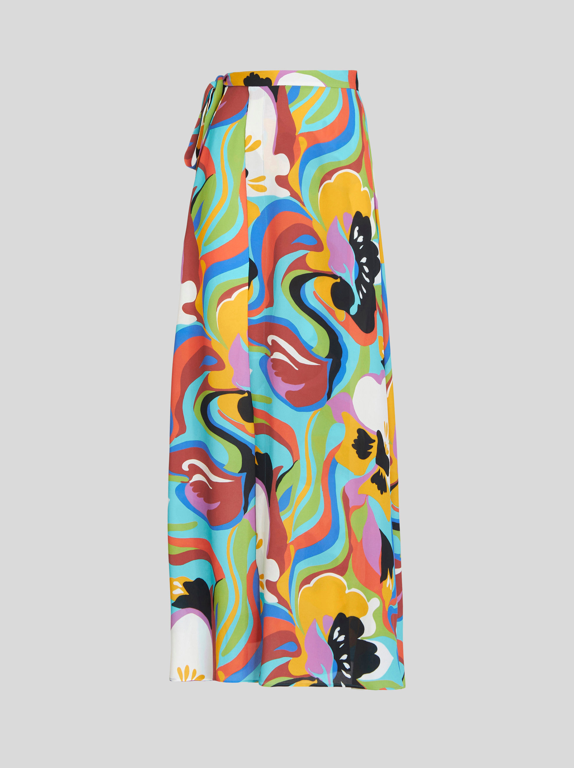 LONG WRAP SKIRT WITH FLORAL WAVES