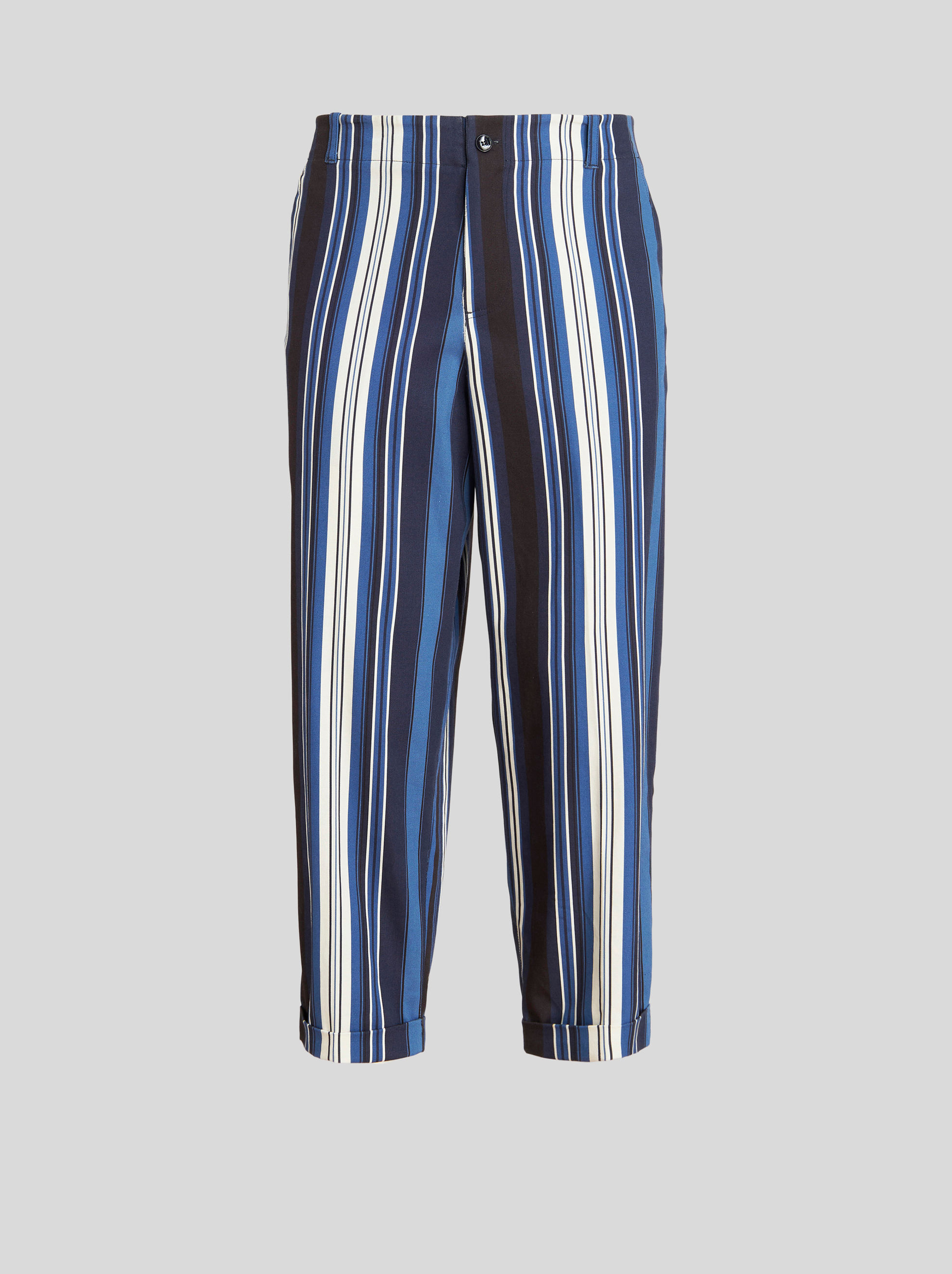 STRIPED TROUSERS WITH TURN-UP