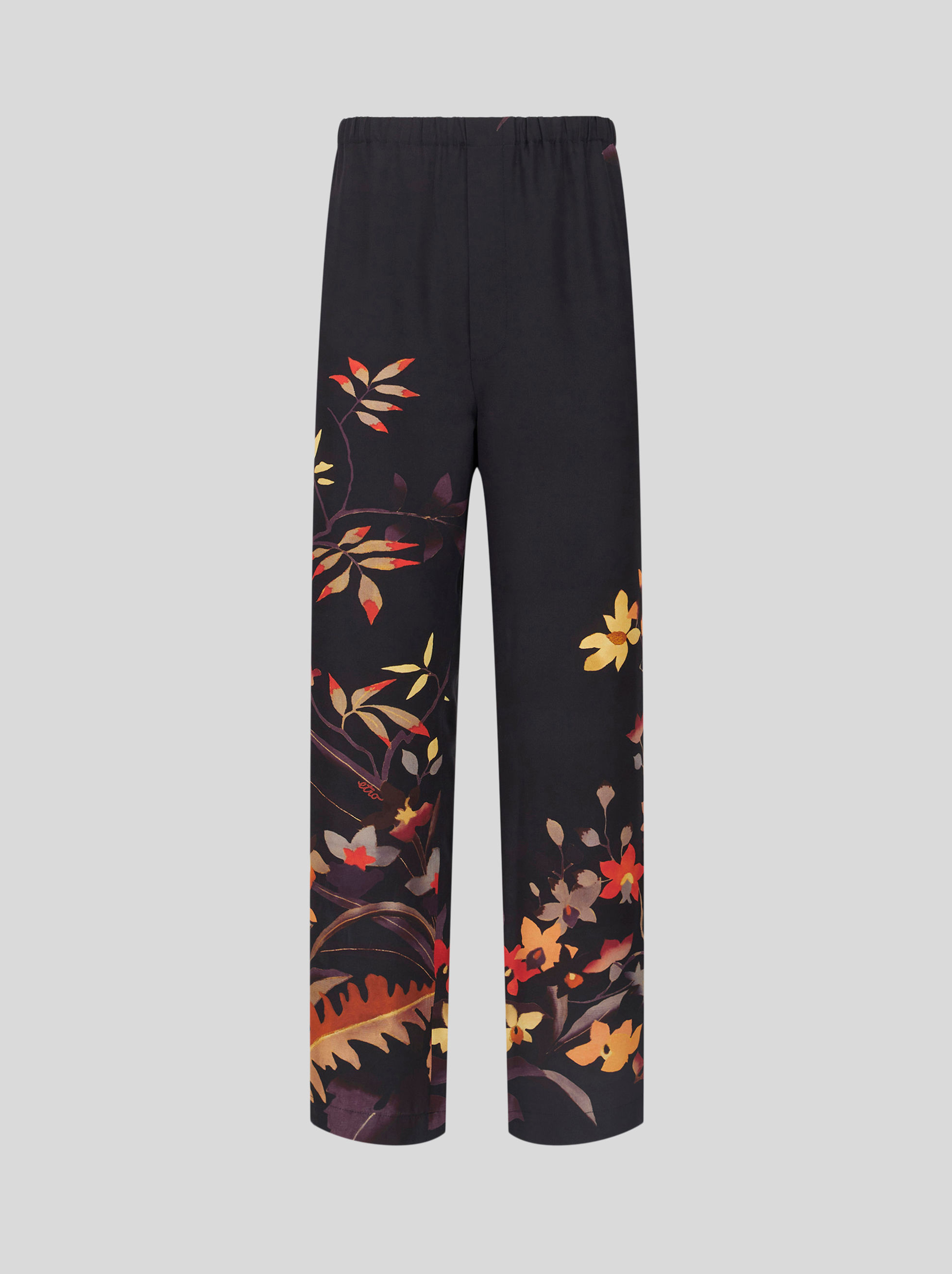 TROUSERS WITH LEAFY FLORAL PRINT