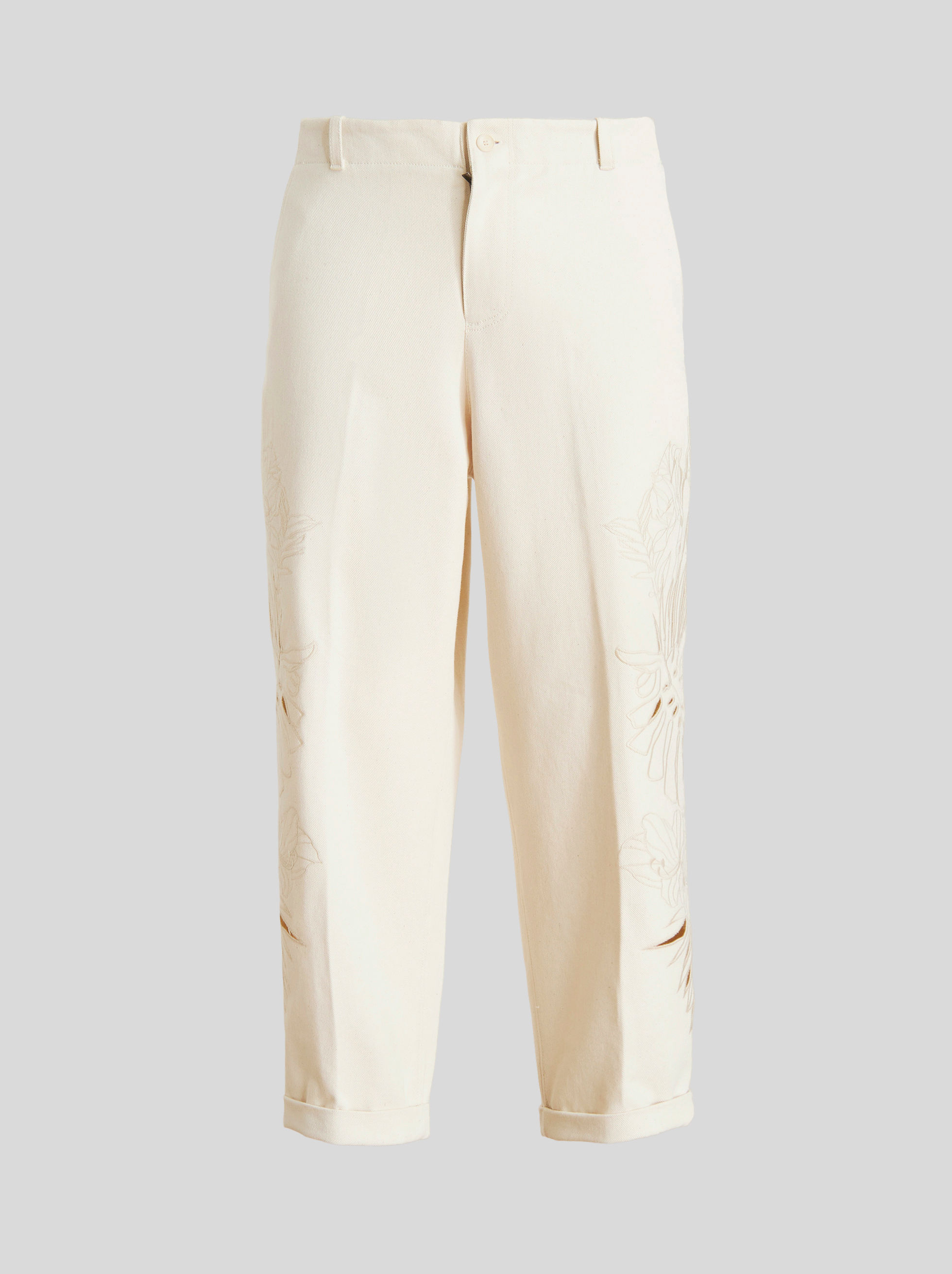 SAN GALLO AND FLORAL EMBROIDERY TROUSERS
