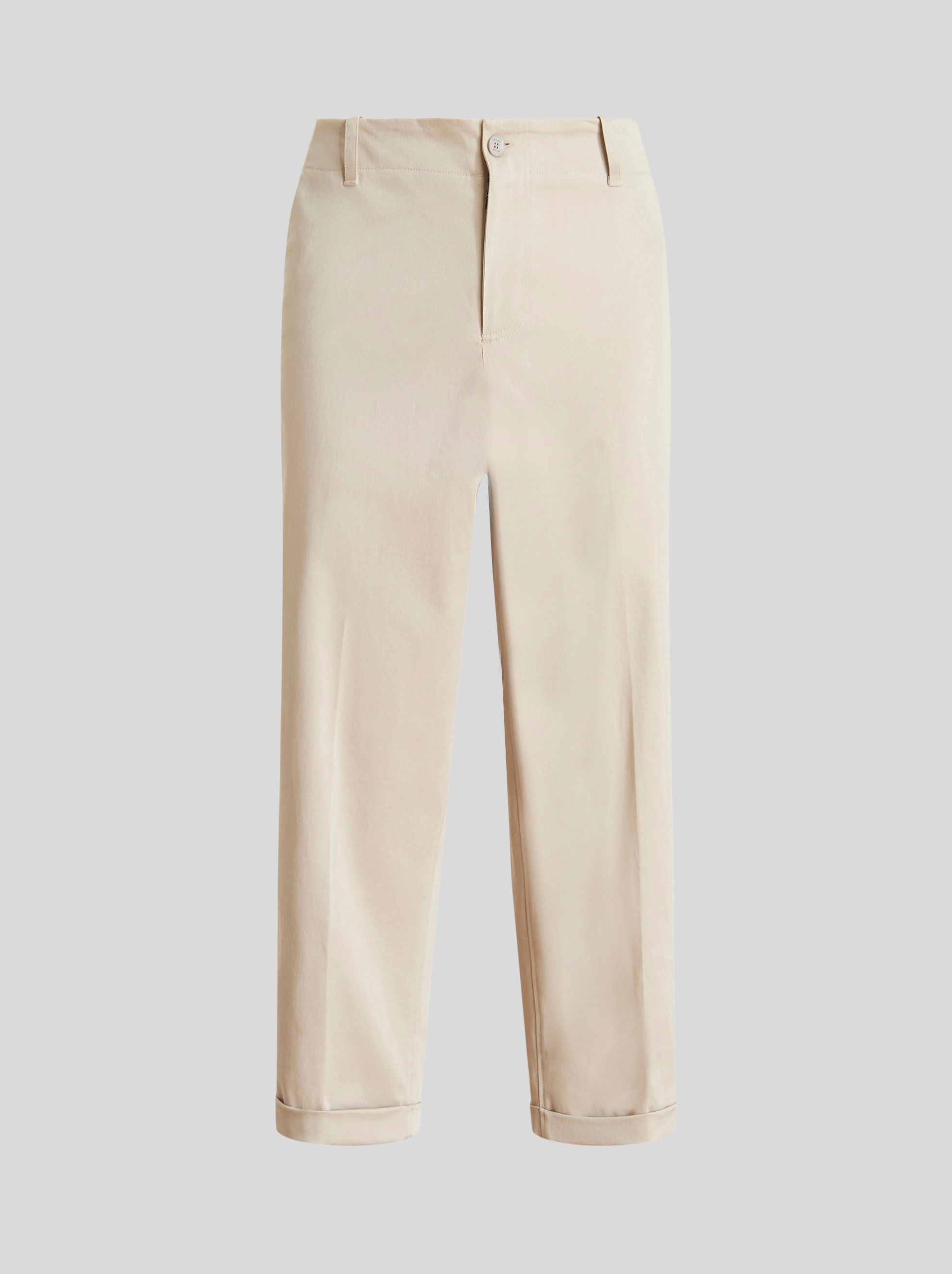 GABARDINE TROUSERS WITH TURN-UP