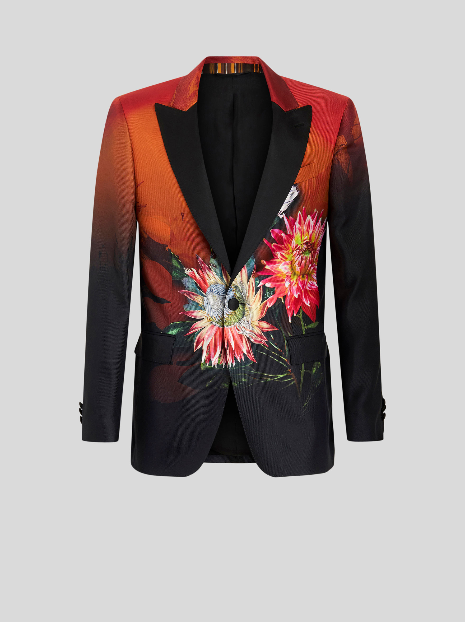 SILK JACKET WITH PLACED FLORAL PRINT