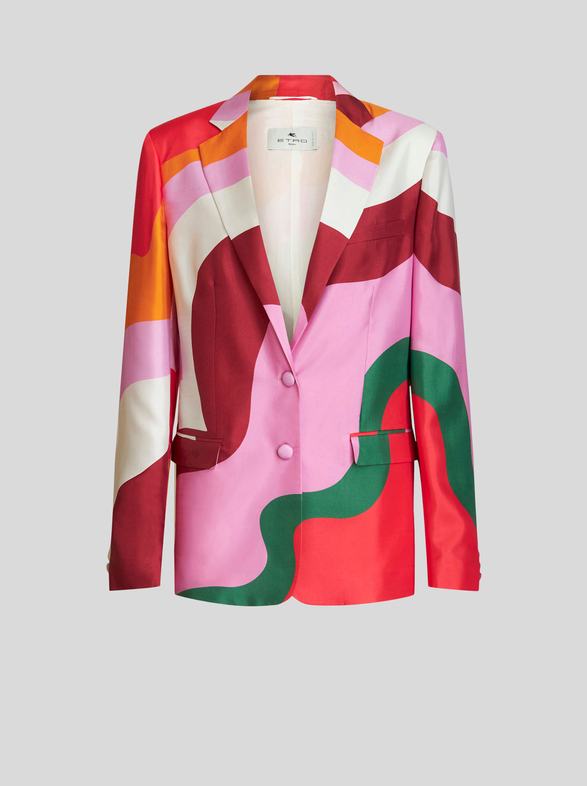 SILK JACKET WITH COLOUR BLOCK PATTERN