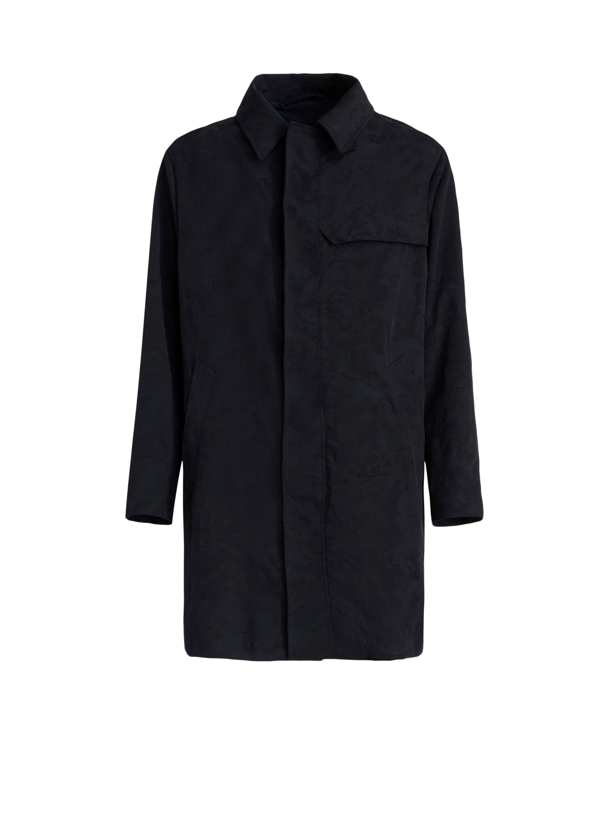 Etro Paisley Design Jacquard Trench Coat In Navy Blue